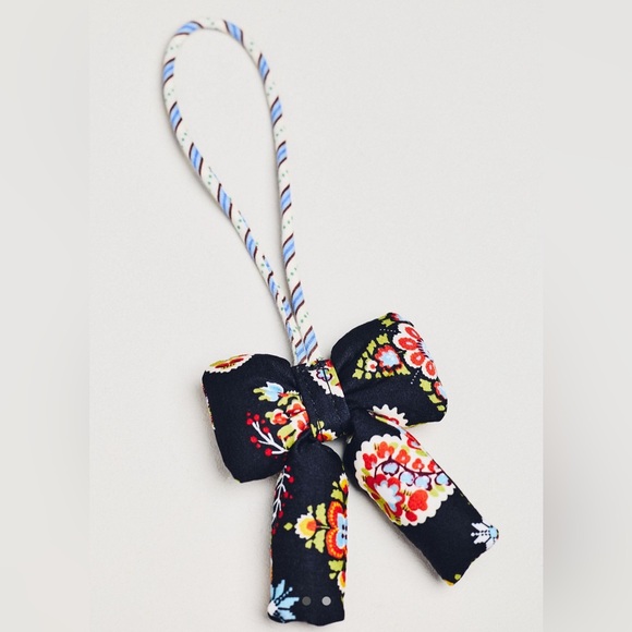 Vera Bradley Plush Puffy Bow Bag Charm Diamond Patchwork Northstar NEW